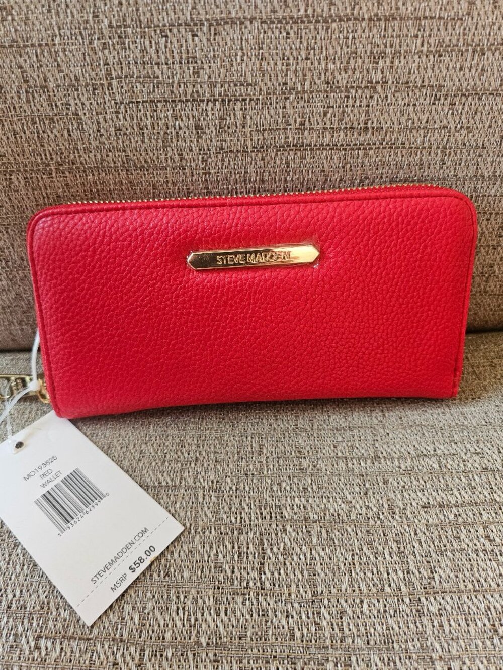 Steve Madden Red Zip-Around Checkbook Wallet | RFID | Gold Hardware NWT